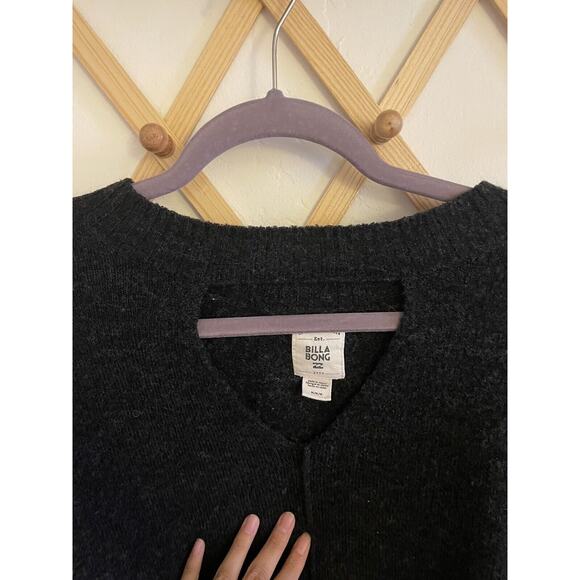 Billabong Sweater Women's M Black Without a Crew Keyhole Cut Out Knit Wool Blend - Picture 6 of 6